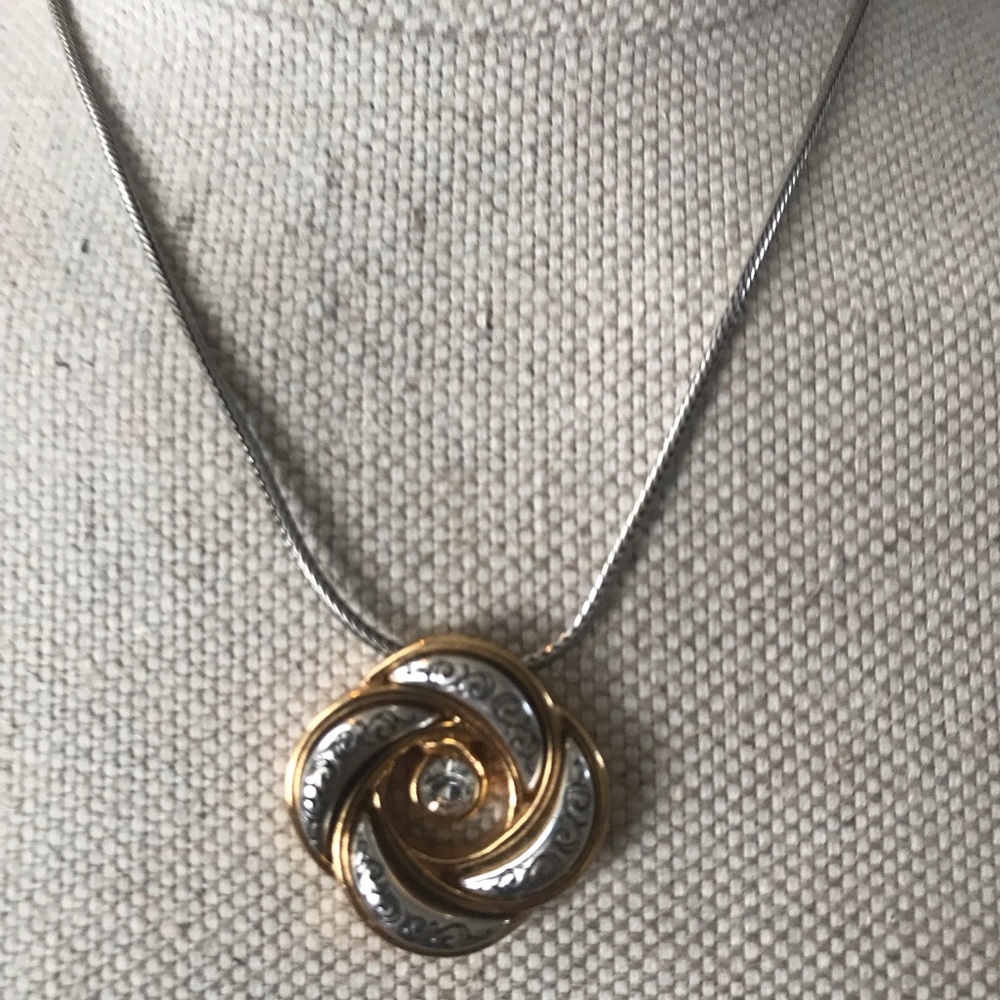 Brighton silver necklace with silver & gold flower pendant